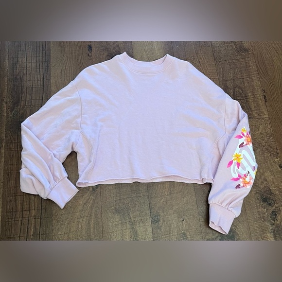 PINK by Victoria’s Secret oversized crop frayed sweatshirt Sz small - Picture 2 of 6